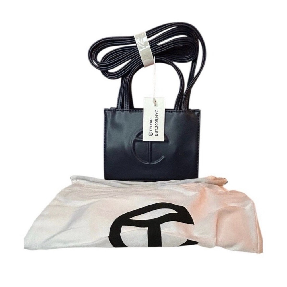 Telfar Navy Mini Crossbody with Embossed Logo